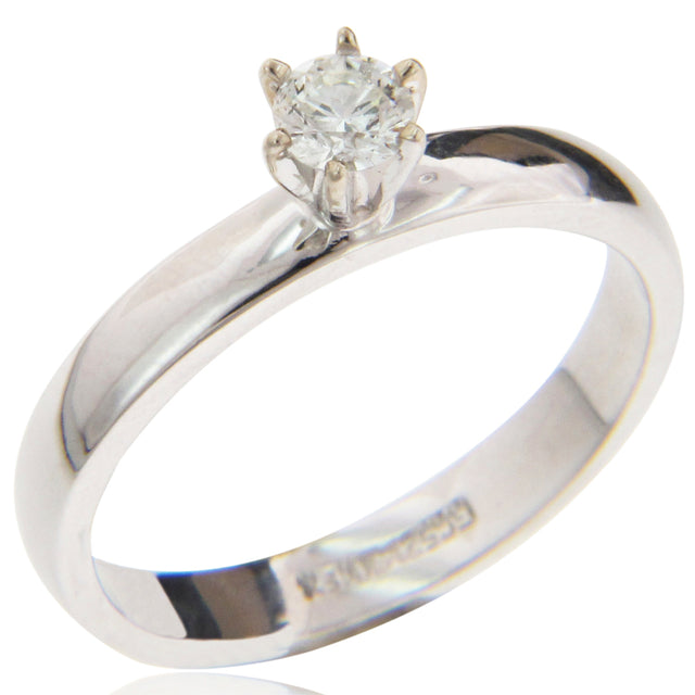 Anillo Solitario de diamante 0.20 CT Oro blanco de 14K