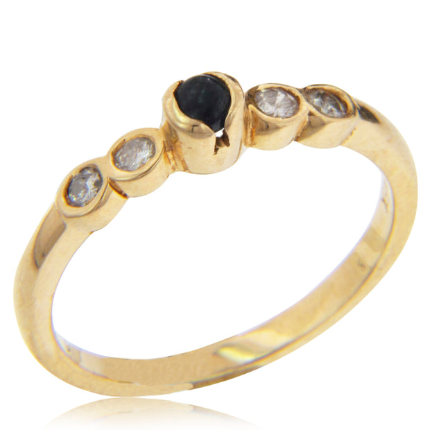 ANILLO CON DIAMANTE .21CT y ZAFIRO 14K